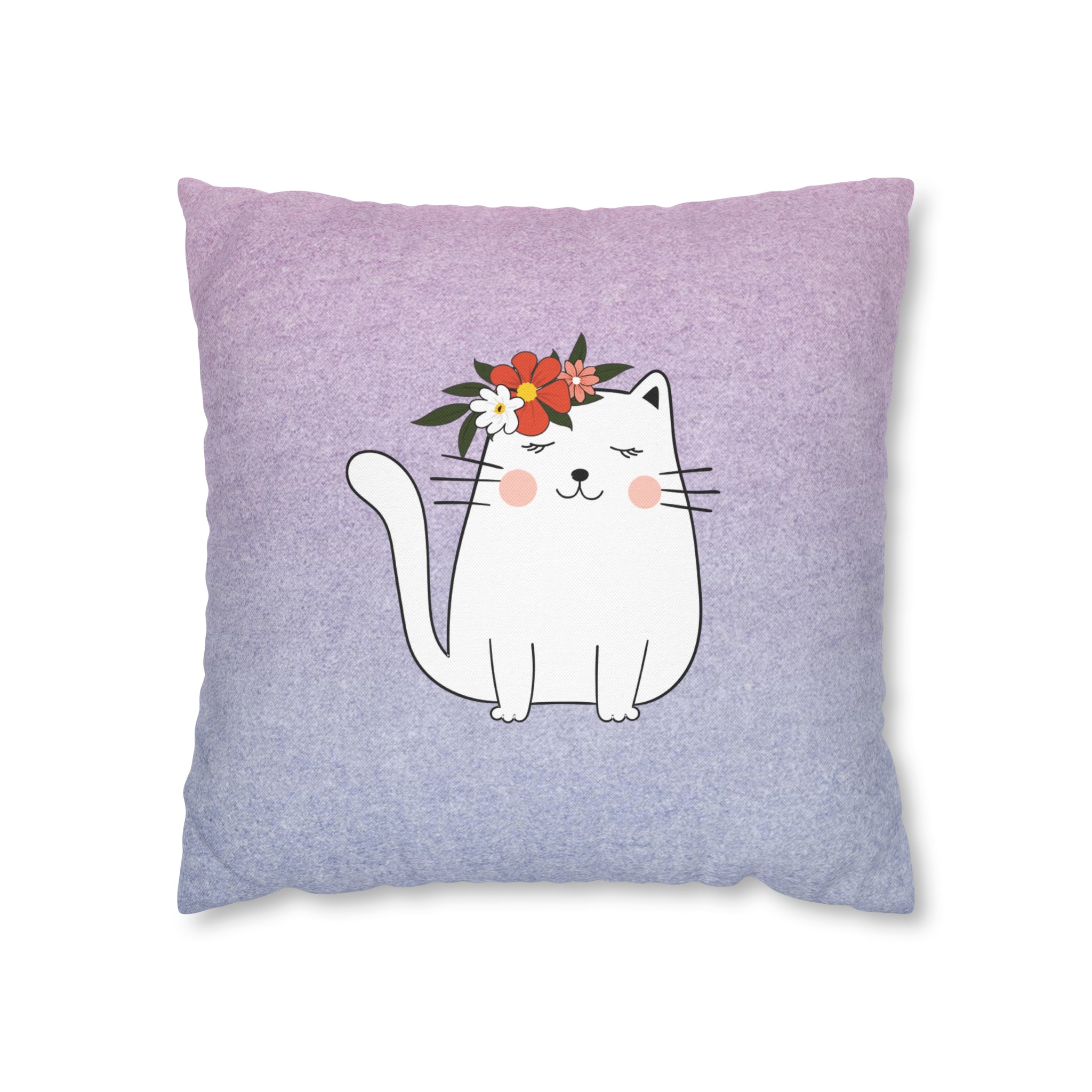 Virgo Lucky Cat : Two-Tone Cushion Pillow Cover - Lavender Sky