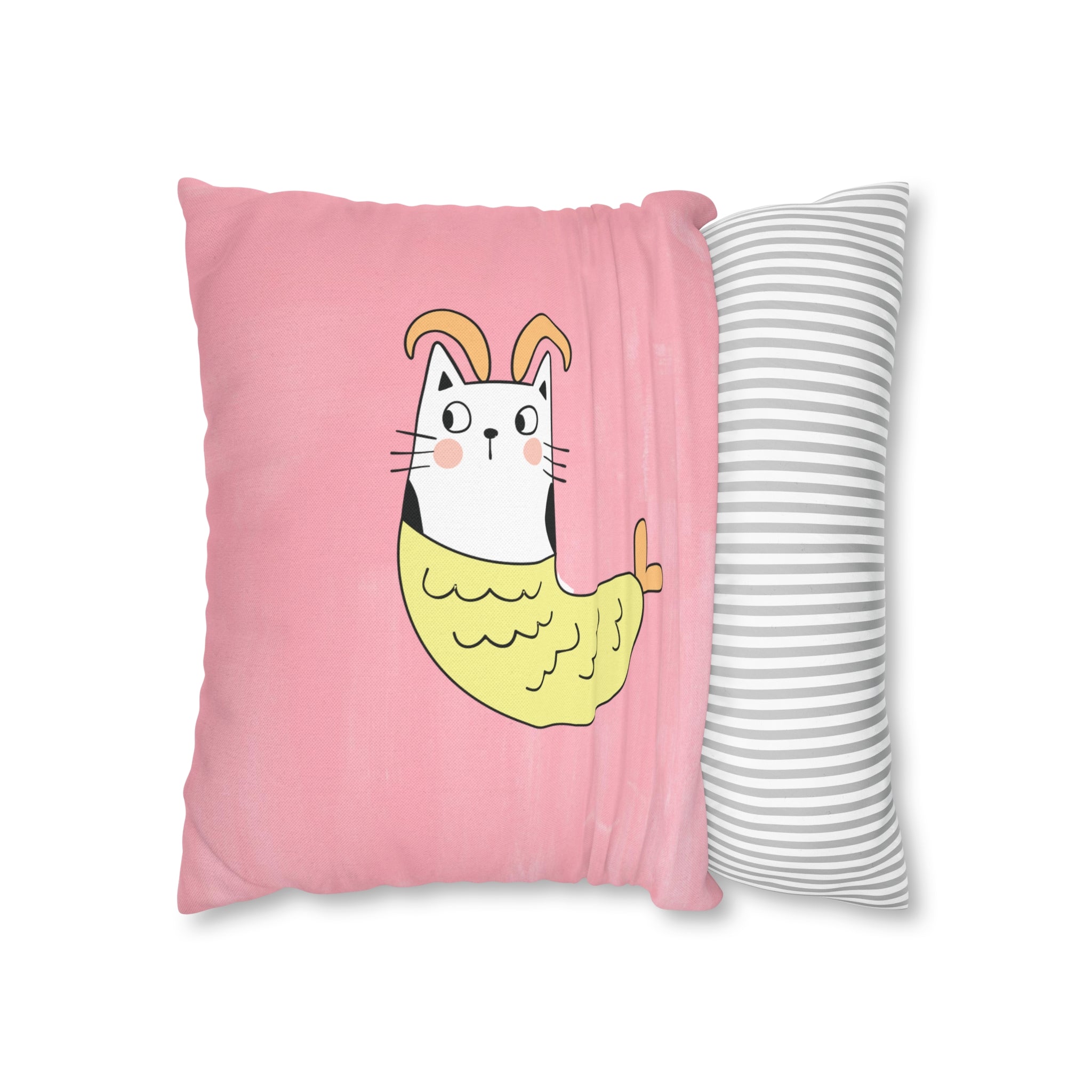 Capricorn Lucky Cat: Two-Tone Cushion Pillow Cover - Rose Petal Blush