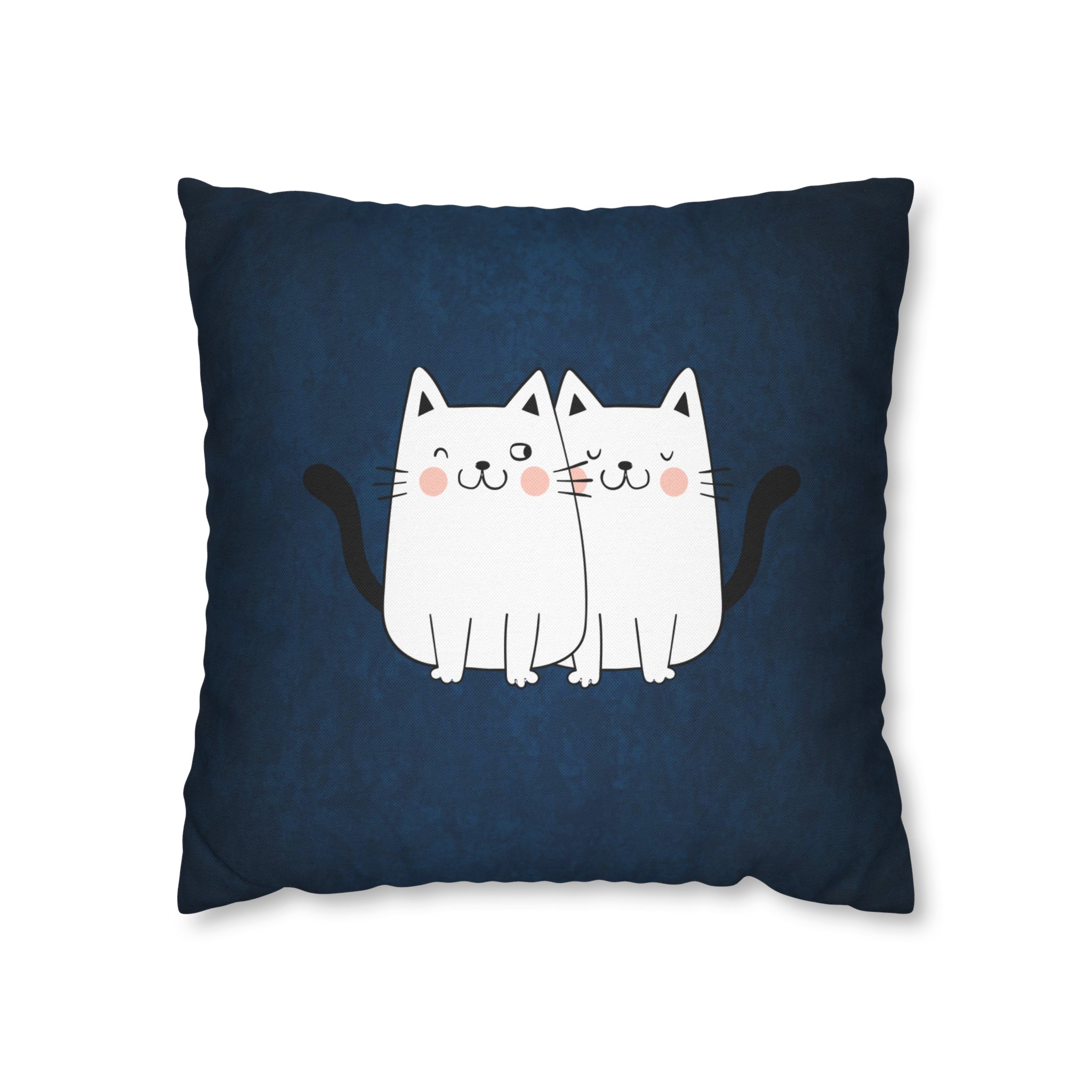 Gemini Lucky Cat: Two-Tone Cushion Pillow Cover - Deep Sea Sapphire