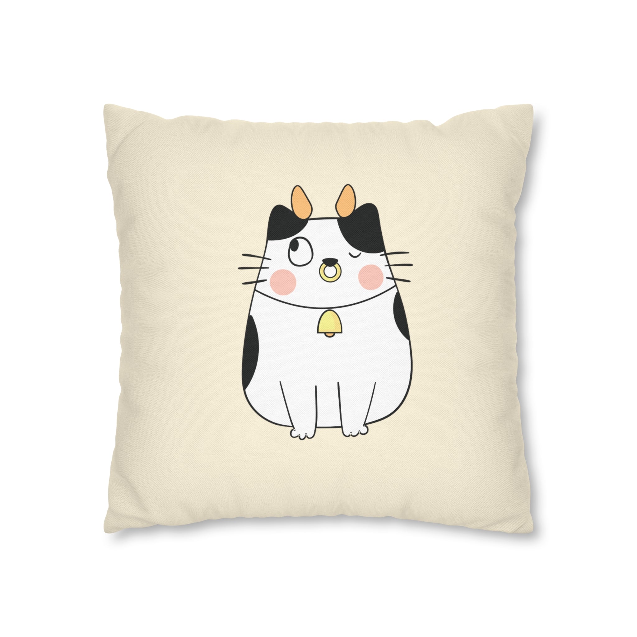 Taurus Lucky Cat : Two-Tone Cushion Pillow Cover - Emerald Forest