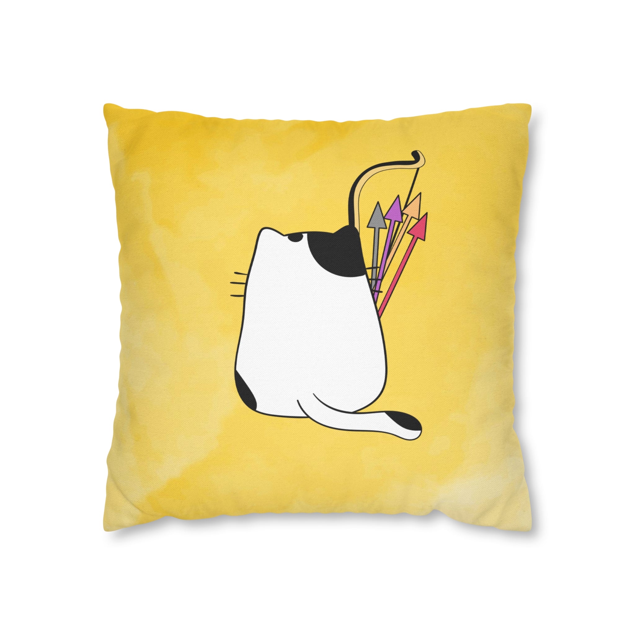 Sagittarius Lucky Cat: Two-Tone Cushion Pillow Cover - Lemon Buttermilk