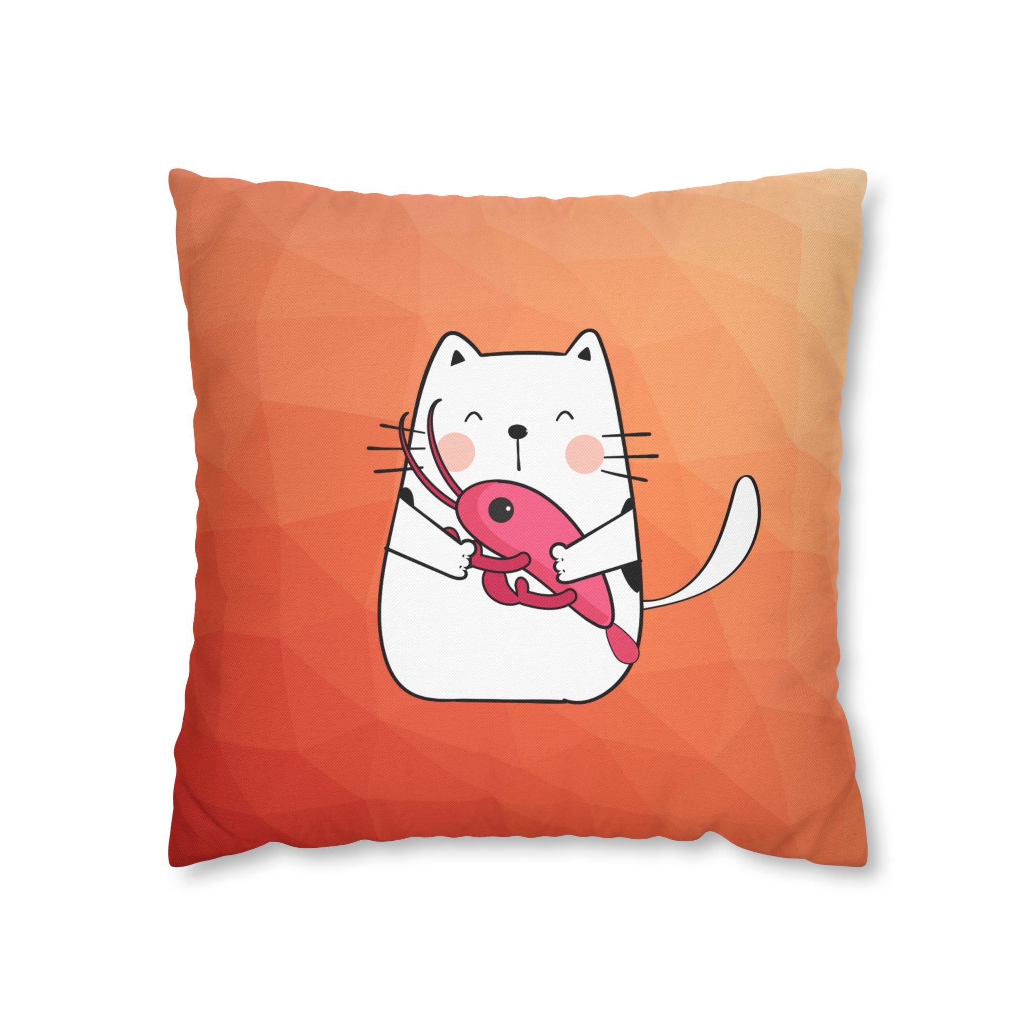 Cancer Lucky Cat: Two-Tone Cushion Pillow Cover - Geo Fire Ombre