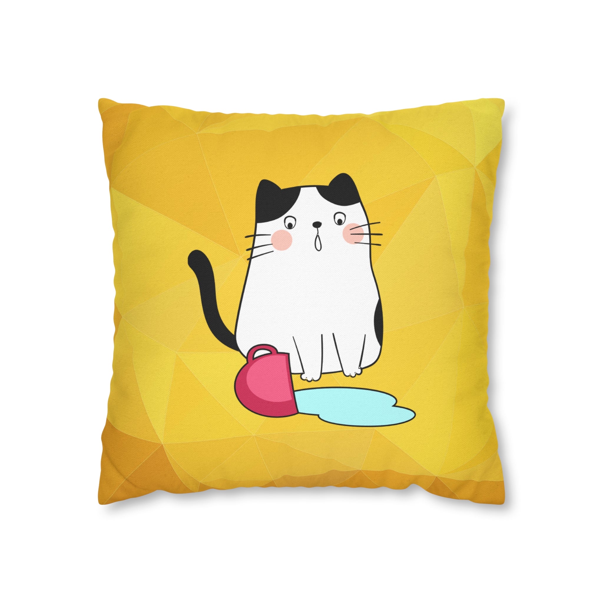 Aquarius Lucky Cat: Two-Tone Cushion Pillow Cover - Honey Sticky Gold