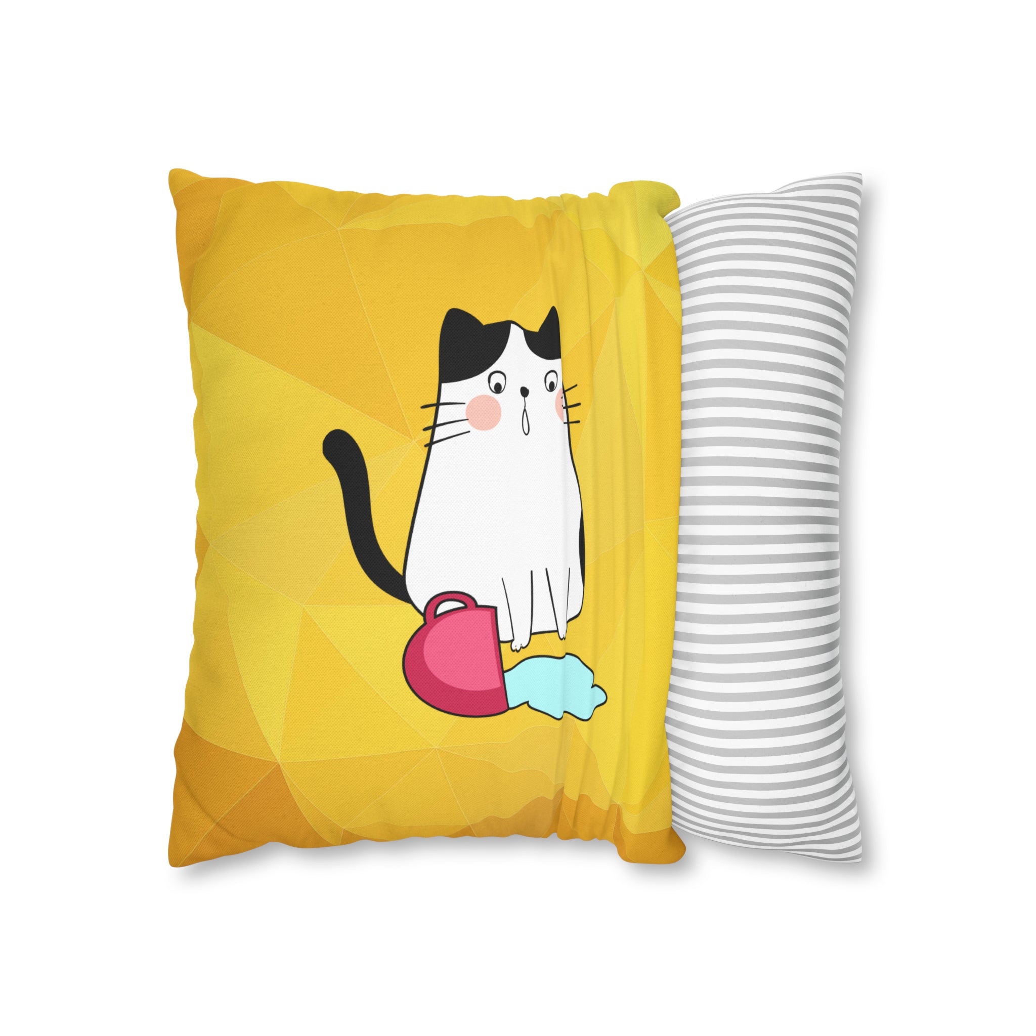 Aquarius Lucky Cat: Two-Tone Cushion Pillow Cover - Honey Sticky Gold