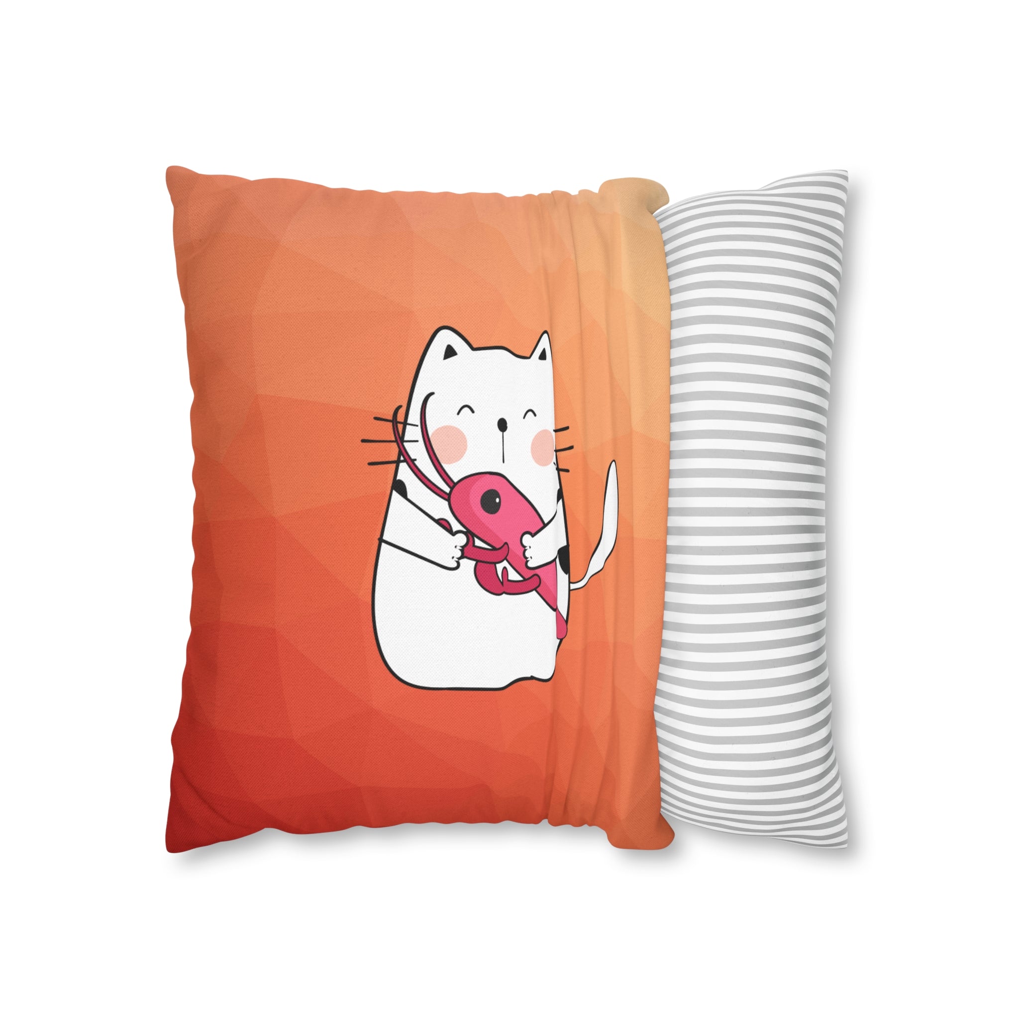 Cancer Lucky Cat: Two-Tone Cushion Pillow Cover - Geo Fire Ombre