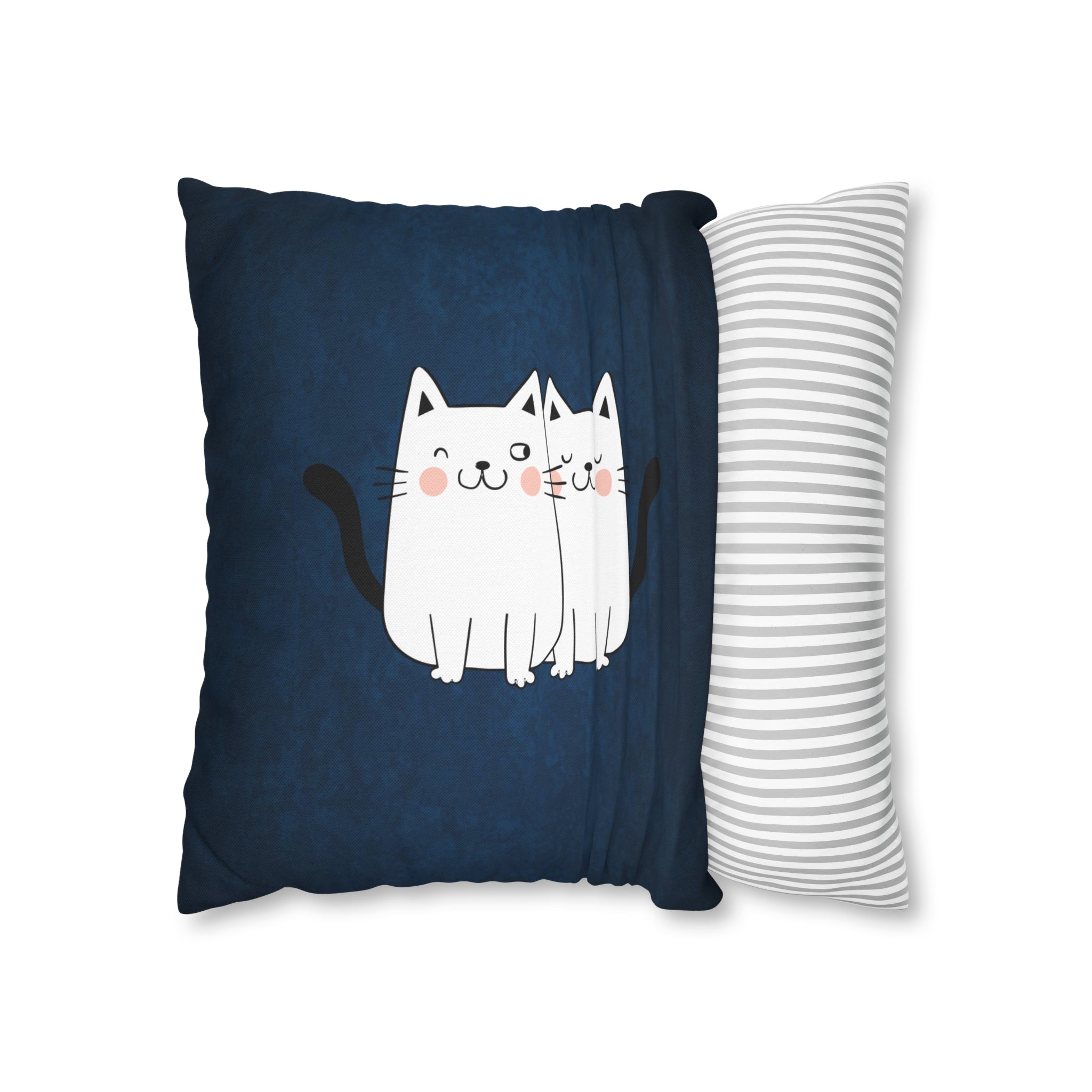 Gemini Lucky Cat: Two-Tone Cushion Pillow Cover - Deep Sea Sapphire