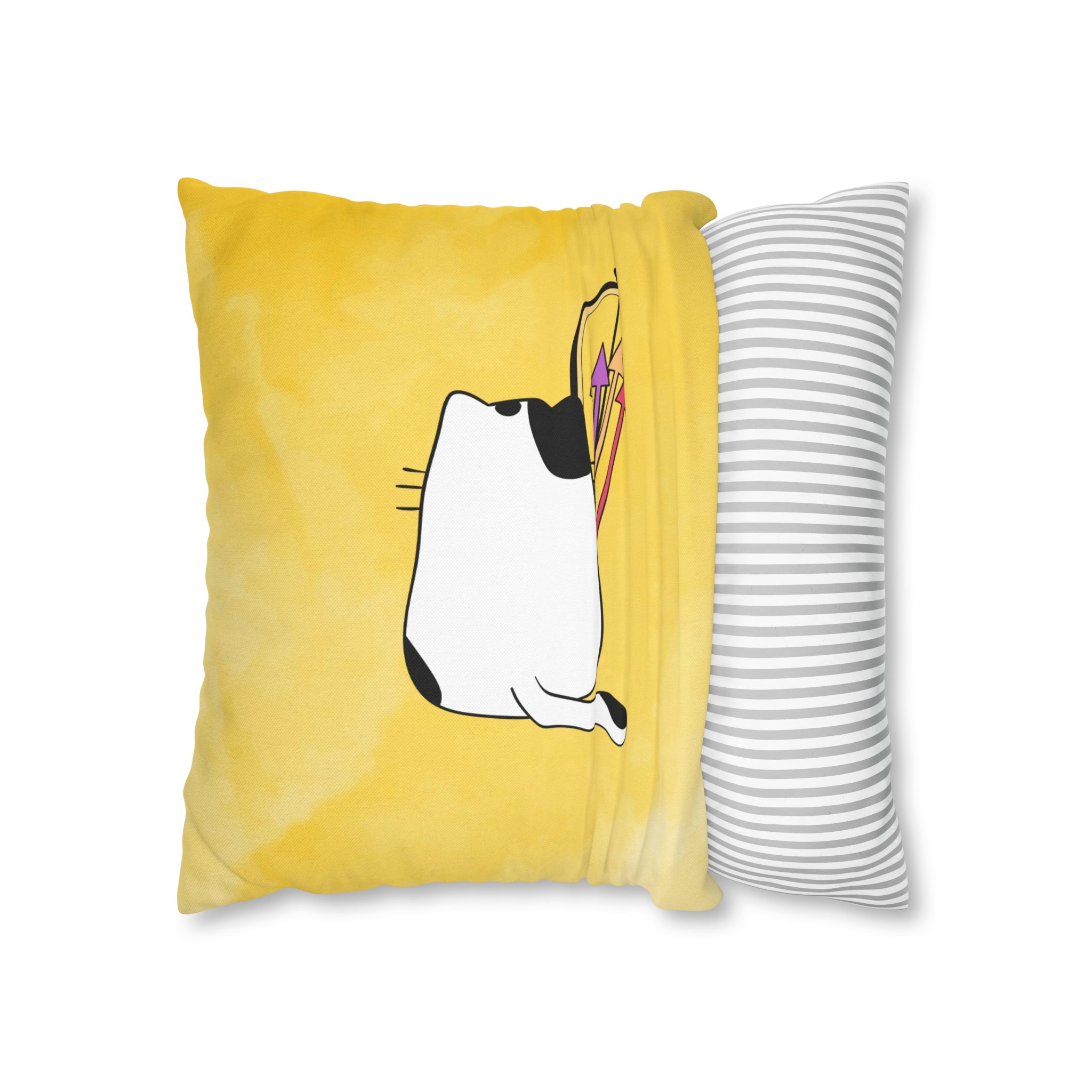 Sagittarius Lucky Cat: Two-Tone Cushion Pillow Cover - Lemon Buttermilk