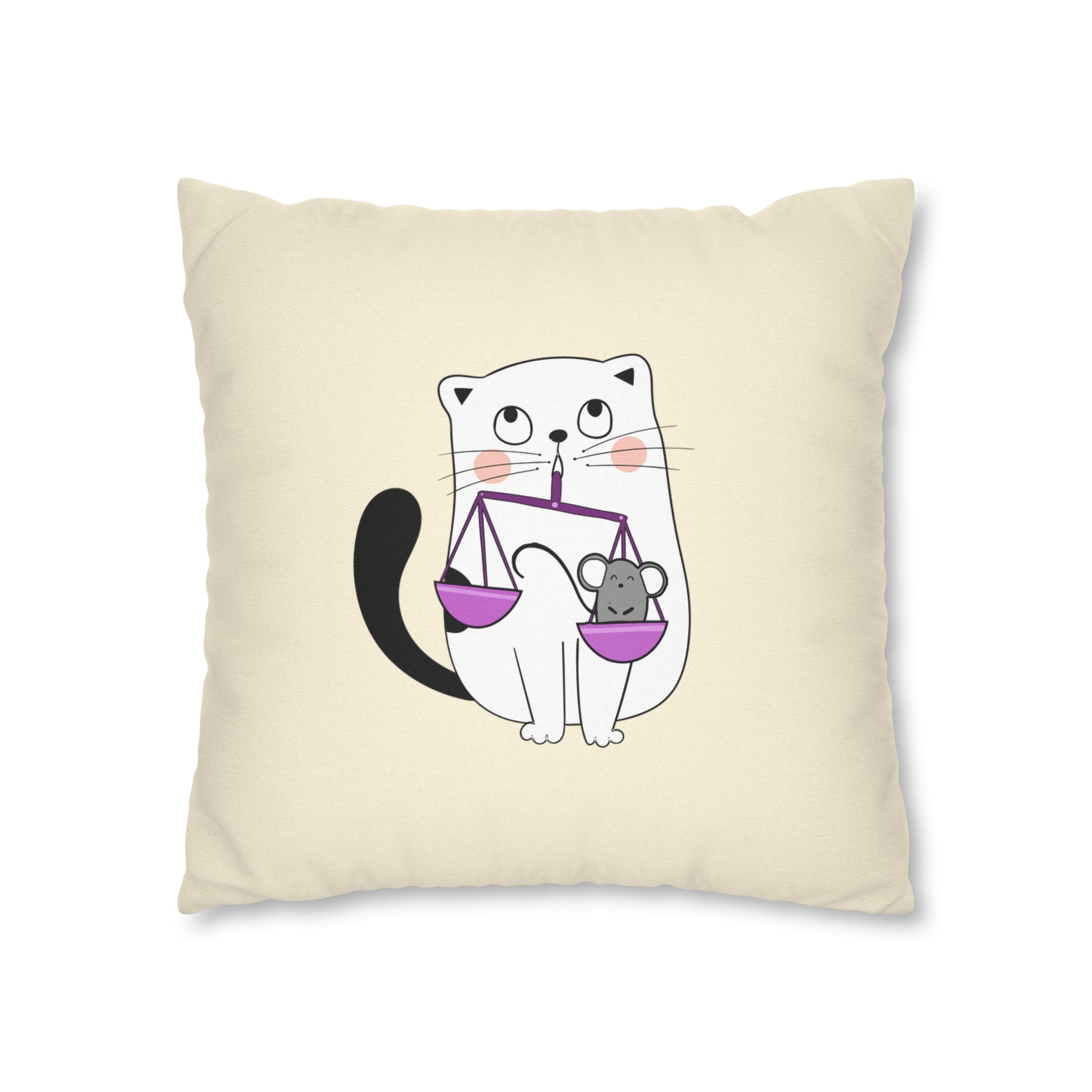 Libra Lucky Cat : Two-Tone Cushion Pillow Cover - Apple Green Meadow