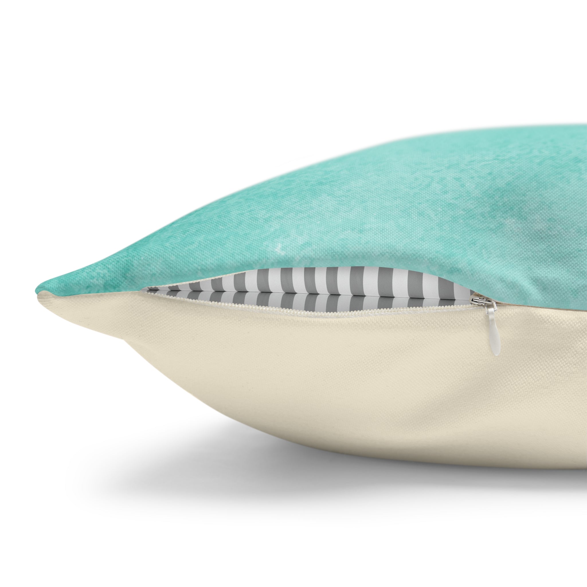 Leo Lucky Cat : Two-Tone Cushion Pillow Cover - Aquamarine Green