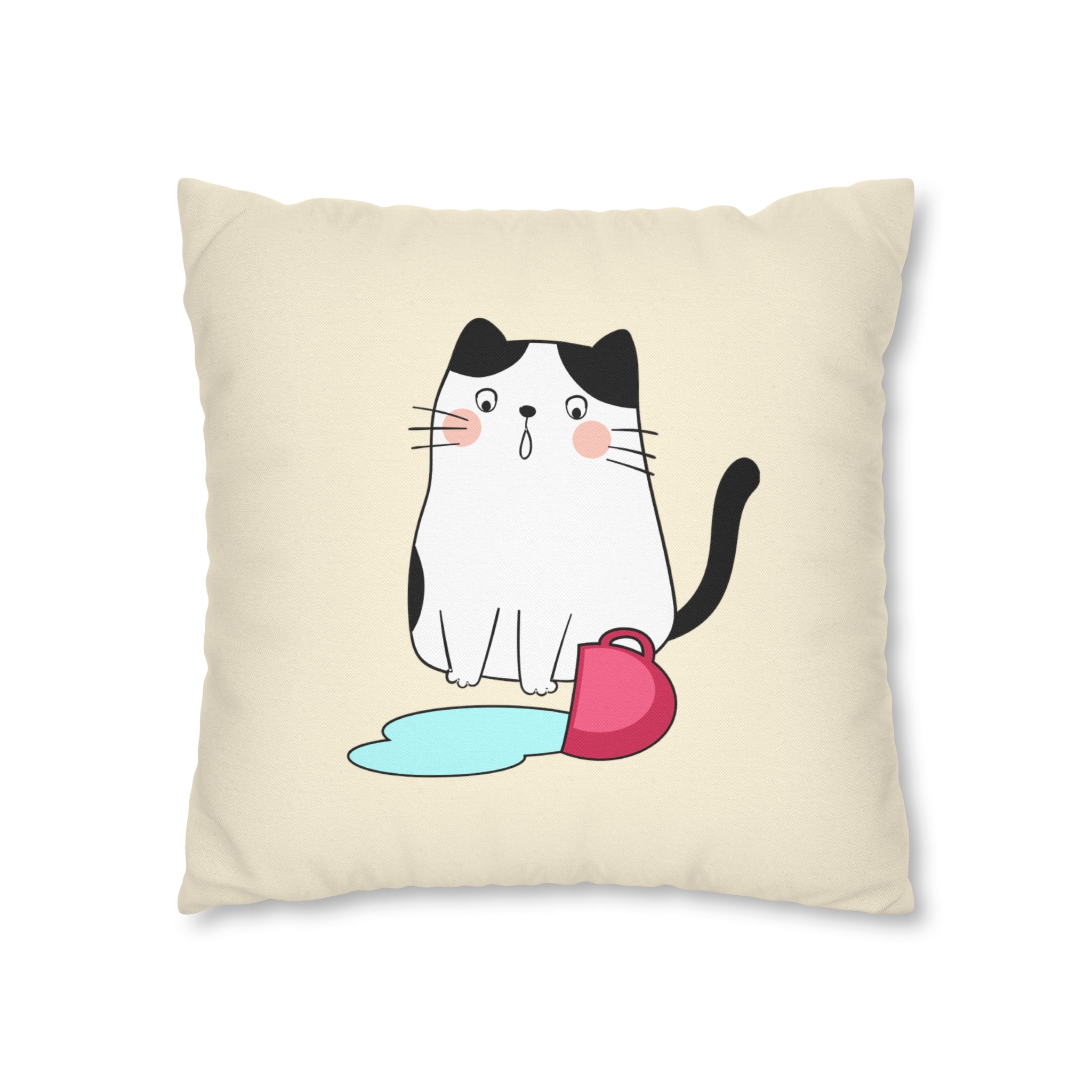 Aquarius Lucky Cat: Two-Tone Cushion Pillow Cover - Honey Sticky Gold