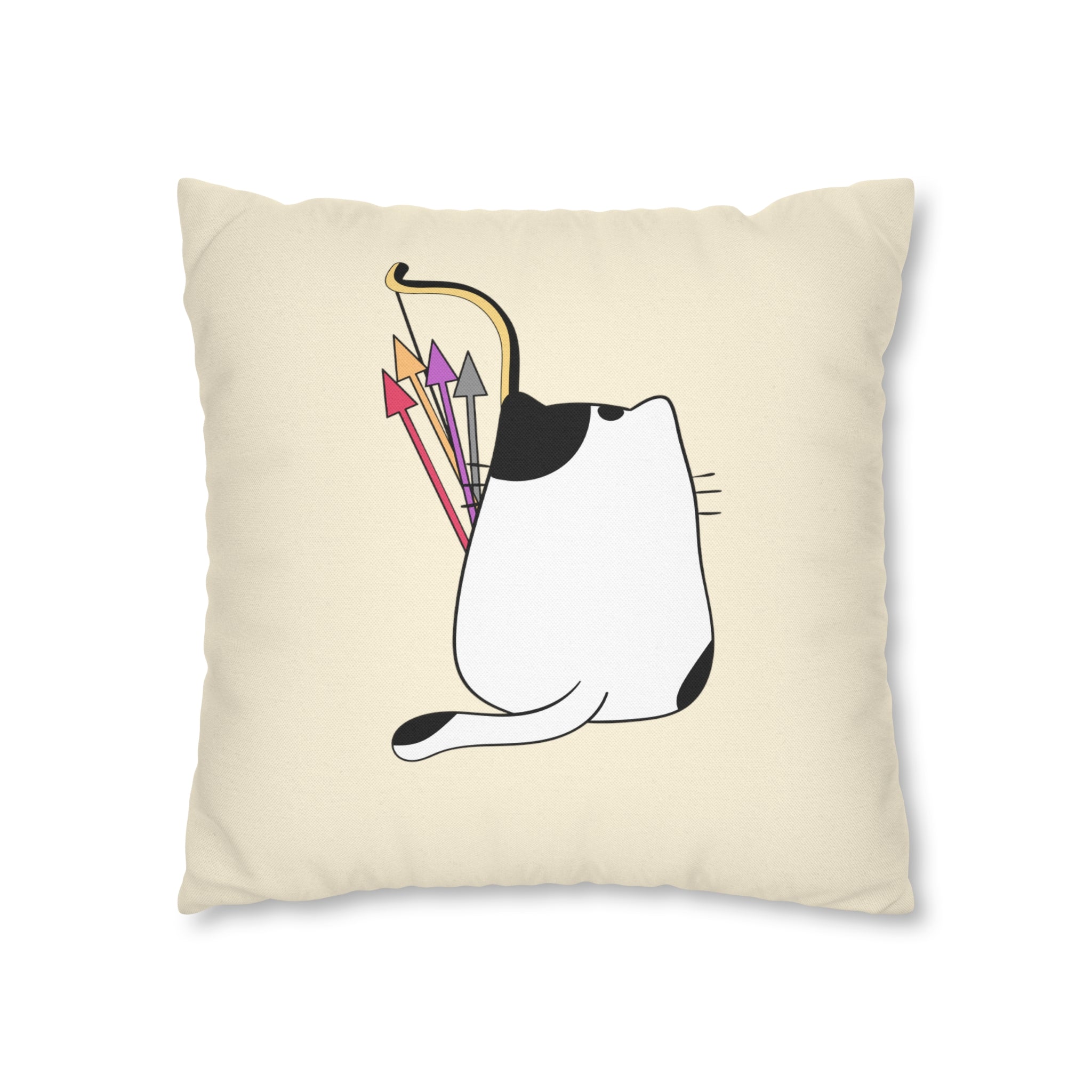 Sagittarius Lucky Cat: Two-Tone Cushion Pillow Cover - Lemon Buttermilk