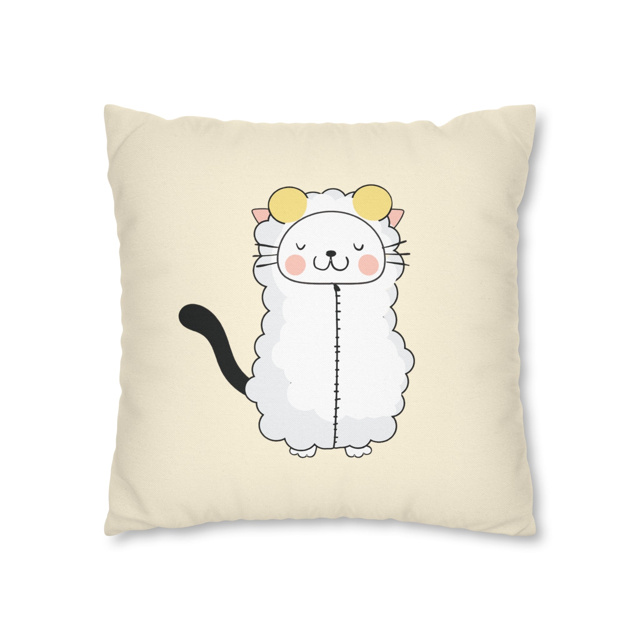 Aries Lucky Cat: Two-Tone Cushion Pillow Cover - Smokey Amethyst