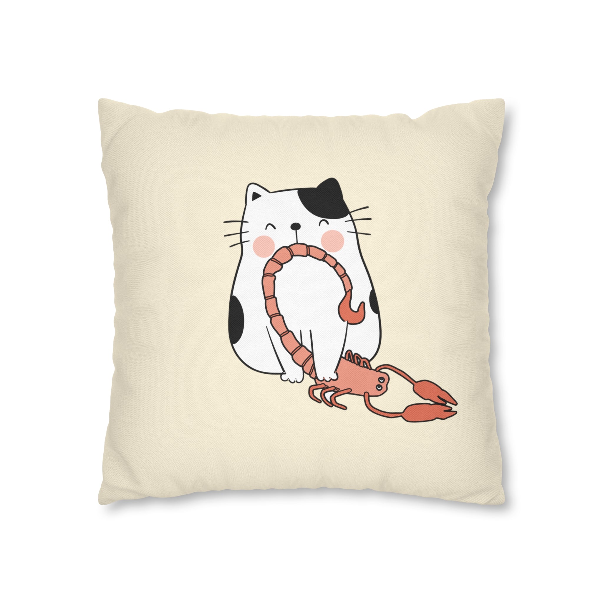 Scorpio Lucky Cat: Two-Tone Cushion Pillow Cover - Burnt Turquoise