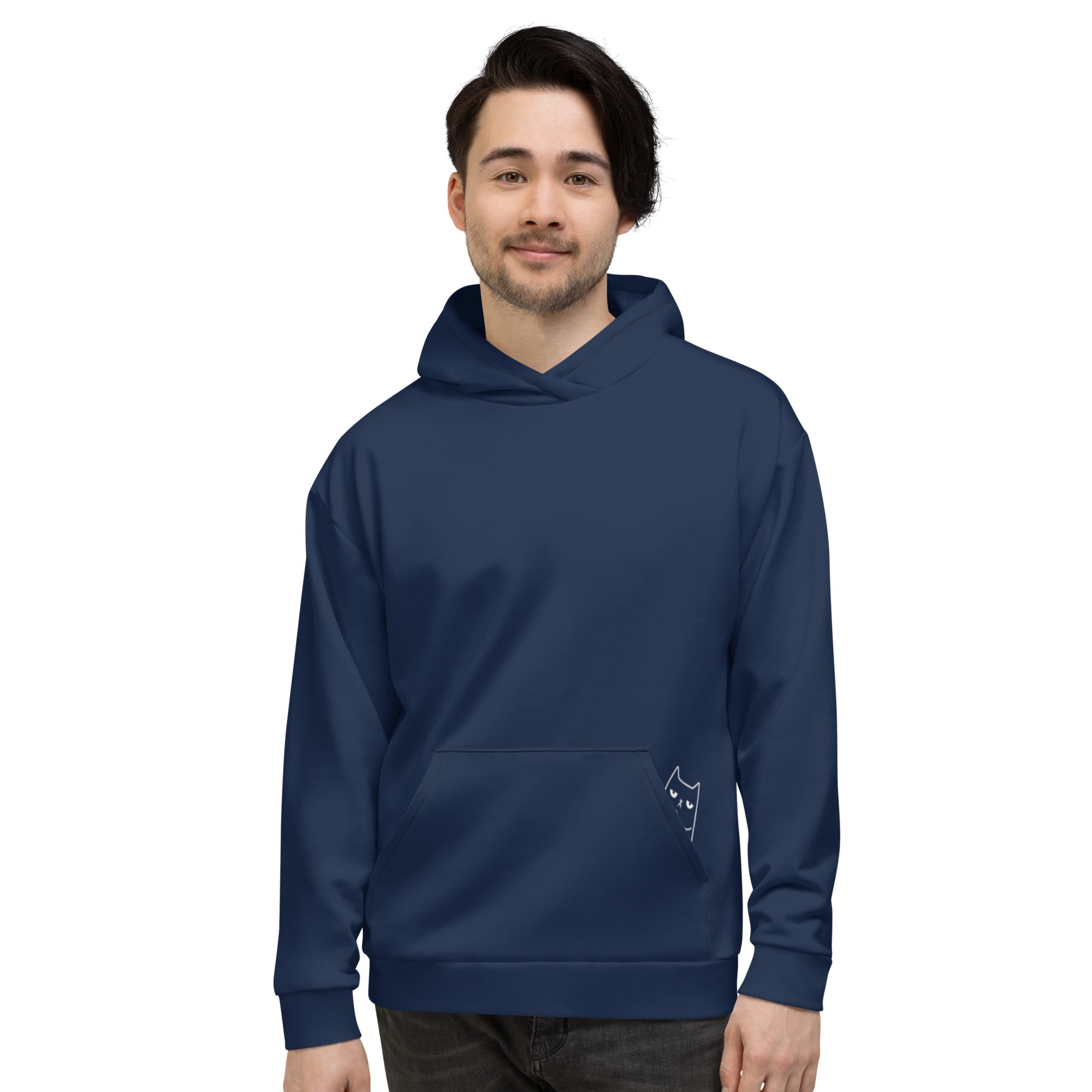 Flipping Bob Cool Cats: Unisex Peak-a-Boo Hoodie in Navy