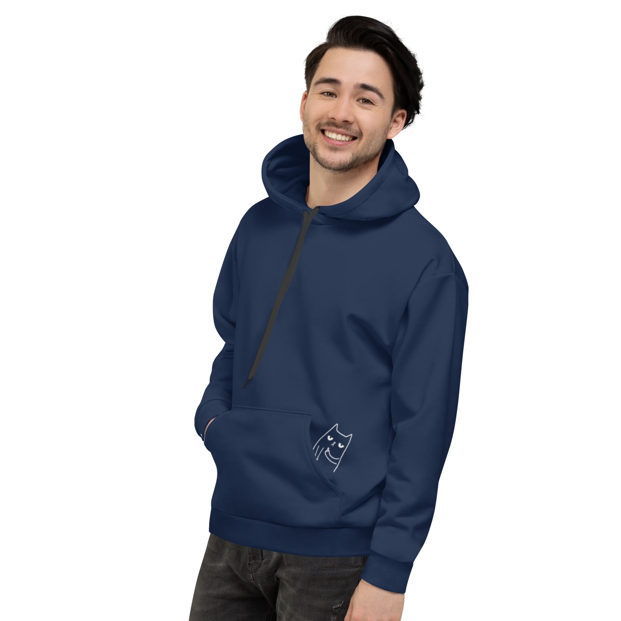 Flipping Bob Cool Cats: Unisex Peak-a-Boo Hoodie in Navy