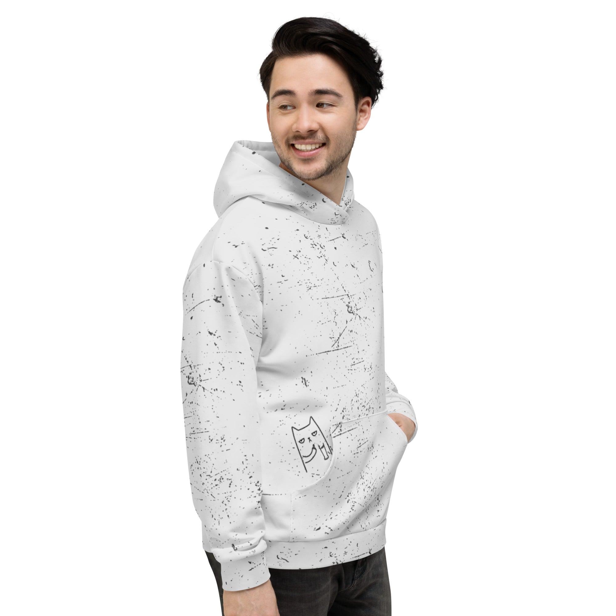 Flipping Bob Cool Cats: Unisex Peak-a-Boo Hoodie in Grunge