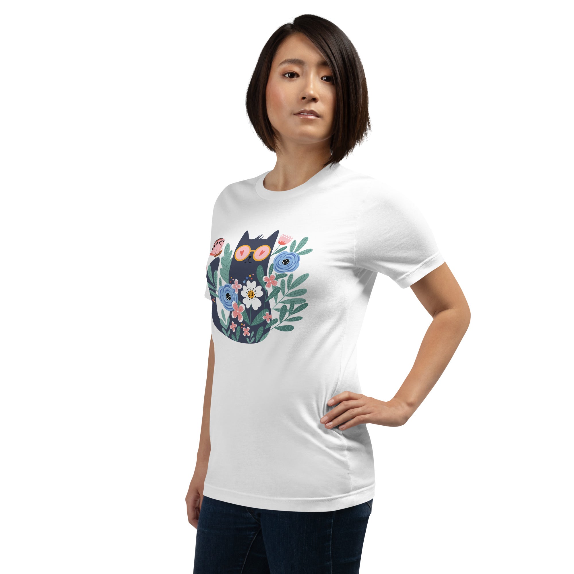 Lulu's Garden Cool Cat: Unisex Casual T-shirt - Pick your colour